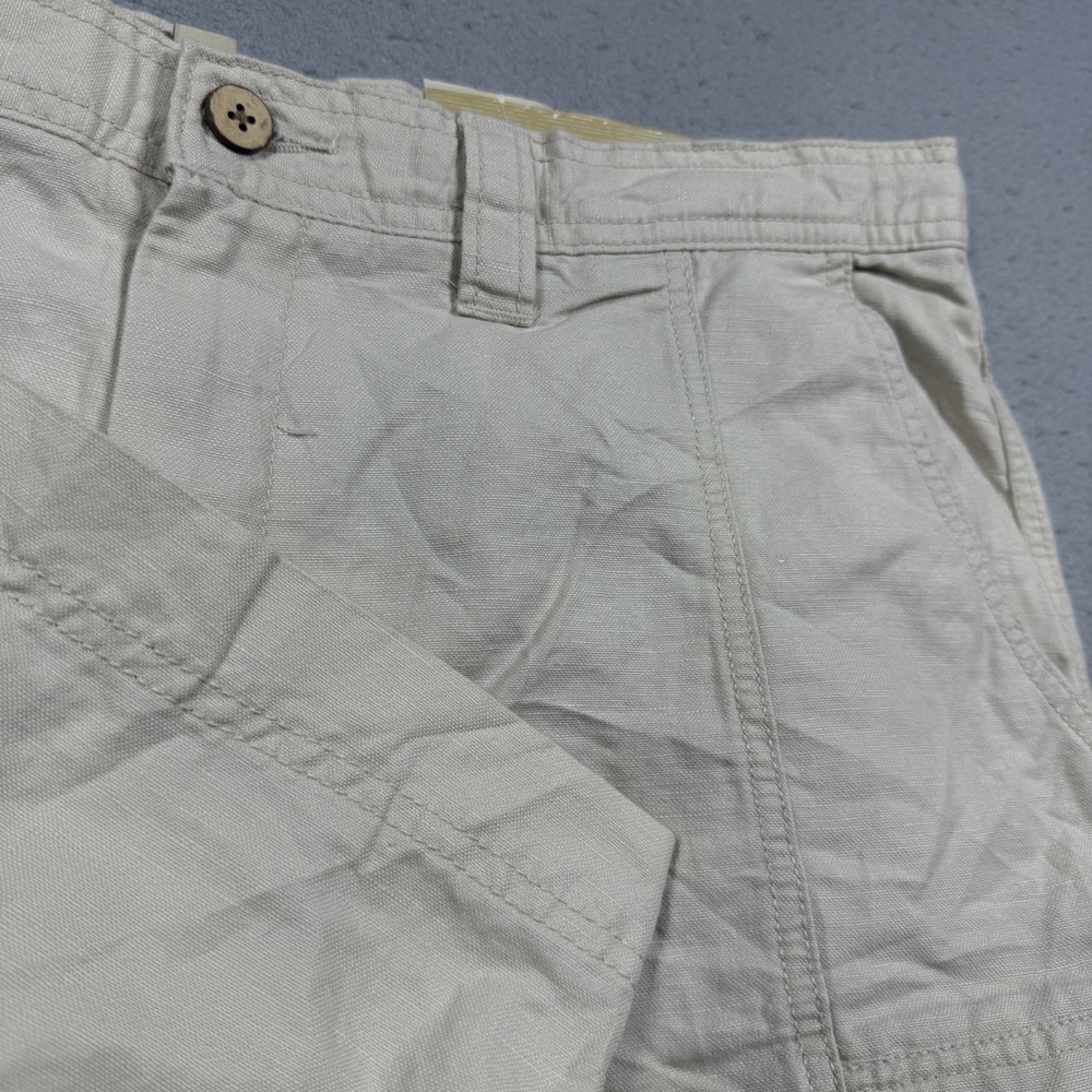 Island Shores‎ Mens Linen Cotton Blend Cargo Shorts Beige Stone Size 40